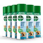 Dettol Homes With Pets Disinfectant Spray, Multipack Of 6 X 300ml, Total 1.8L, Cat Urine Odour Remover, Dog Spray, Pet Odour Eliminator, Dog Disinfectant, Antibacterial, Grooming, Dogs