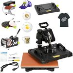 F2C Pro 5 in 1 Swing-away Digital Transfer Sublimation Heat Press Machine Hat/Mug/Plate/Cap/T-shirt Multifunction New Black(5 in 1)