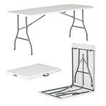 Harbour Housewares Rectangle Folding Trestle Table - 180cm (6ft) - White - Outdoor Folding Table for Picnic, BBQ, Garden, Camping, Wedding