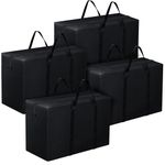 Storite 4 Pack Heavy Duty 1680 Denier Nylon 158 L Multi-Purpose Moisture Proof Extra Large Clothes Storage Bag/Blankets/Toys Storage Organizer with Zipper and Handle (Black, 86x34x54 cm) Rectangular