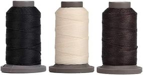 WUTA Leather Sewing Round Waxed Thread New 90 Meter Polyester Hand Sewing Line for Leather Work Cord Tool DIY (Cream White+Black+Dark Brown, 0.55mm)