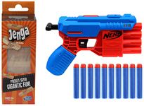 Hasbro Gaming Jenga Mini Game & Nerf Alpha Strike Fang QS-4 Toy Blaster