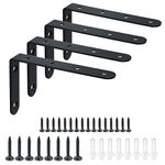 HPWFHPLF Corner Bracket, 4PCS 5x3 Inch Heavy Duty Thickened Iron Shelf Brackets, 90 Degree Wall Hanging Corner Brace for Cabinet Shelves with Screw Accessories (125x75mm, Black)