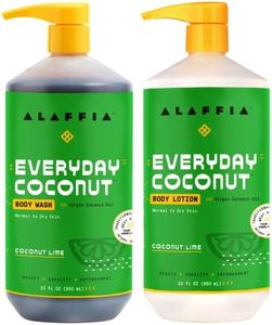 Alaffia EveryDay Coconut Hydrating Body Lotion and Body Wash - Normal to Dry Skin, Moisturizing Support for Soft & Supple Skin, Moisturizes and Cleanses Toxins and Grime, Coconut Lime, 32 Fl Oz Each