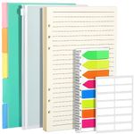 FANDAMEI A5 Refills Lined Paper Set - A5 Refill Pad with PP Binder Divider, Neon Index Flag & A5 Zipper Pocket, A5 Paper Inserts with Subject Divider, A5 Planner Inserts Paper