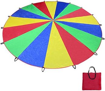 Voilamart Parachute 20 Foot Play Parachute for Kids Children Rainbow Parachute Kids Parachute with 16 Handles Zipped Carry Bag for Outdoor Cooperative Group Play