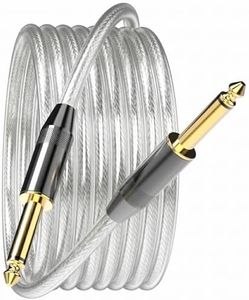 ZVOIYKM 6.35mm Mono Instrument Cable 4.6m/15ft, Premium 1/4 Inch Audio Cord with Silver Metal Shielding and Gold-Plated Plug, Male to Male 6.35mm TS Audio Lead Compatible with Amp, Bass