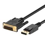 Rankie DisplayPort (DP) to DVI Cable, Gold Plated, 6 Feet, Black