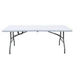 sogesfurniture Folding Table 70.9 by 29.1 inches, Fold-in-Half Blow Molded Folding Table, Molded Center-Folding Utiity Table, No Assembly and Easy to Carry, in White, BHCA-HP-180CZ