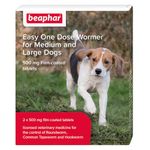 Beaphar - Easy One Dose Worming Tablets For Medium & Large Dogs – Dogs Over 12 Weeks Old & Over 8kg – Kills Roundworms, Tapeworms & Hookworms - Veterinary medicine –Easy-To-Give - 2 Tablet Pack