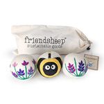 Wool Dryer Balls by Friendsheep 3 Pack XL Organic Premium Reusable Cruelty Free Handmade Fair Trade No Lint Fabric Softener Lavender Fields Bee Flower