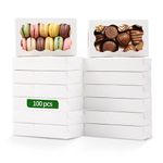 100 Pcs Cookie Boxes 7 x 4 3/8 x 1½ Inche, White Bakery Boxes with Clear Window for Donuts, Muffins, Cookies, Macaron, Pastry