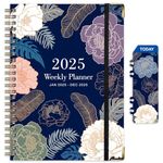 Agenda 2025, Planner 2025, Hardcover 2025 Weekly Monthly Planner with Tabs, Jan. 2025-Dec. 2025, Thick Paper Twin-Wire Binding Back Pocket A5 Size Daily Planner 2025（Style 10）