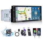 Single Din Car Stereo with Apple Carplay Android Auto 6.86" HD Touch Screen Car Radio with Bluetooth 5.0 FM Radio Support Mirror Link USB & Type-C Head Unit with Backup Camera + Remote Car Audio