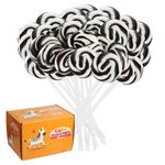 Black Swirl Lollipops 32 Pack, Black & White Candy Swirl Lollipops Individually Wrapped Suckers, Halloween Lollipops Candy Bulk – Trick or Treat, Blackberry Flavor