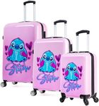 Disney Suitcase 3 Pc Set Hard Shell Luggage Set 28L, 50L and 91L, 4 Wheels Combi Lock