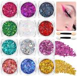 Slzhds Face and Body Glitter Gel, 12 Colors Mermaid Face Glitter Gel, Sequins Glitter Face Paint, Hair Glitter Gel, Glitter Gel Makeup for Lip, Hair, Eyes, Chunky Glitter for Festivals, Parties (12 color)