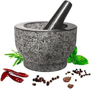 HiCoup Kitchenware 6-Inch Granite Mortar & Pestle Set for Spices, Herbs, Guacamole