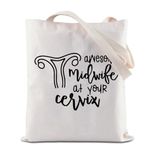 ZJXHPO Midwife Gifts Midwife Appreciation Gift Awesome Midwife at Your Cervix Cosmetic Bag Doula Nurse Gift (C-Midwife Tote Bag)