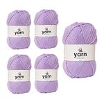 Korbond Bulk Pack Bundle (Lilac)— Contains 5 x 100g Skeins of DK Acrylic Lightweight, Hypoallergenic & Durable Yarn (500g/1450mTotal), 500g, 180093_5