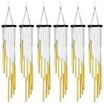 6 Pack Memorial Wind Chimes, Large Deep Tone Wind Chimes Outdoor Sympathy Windchimes with 6 Gold Metal Tuned Tubes, Sympathy Wind Chimes Gifts for Garden Patio Balcony Decoration