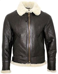 Infinity Men's Cream B3 Shearling Sheepskin World War 2 Bomber Leather Flying Aviator Jacket S