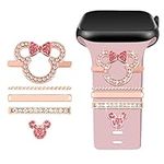 Shesyuki Watch Band Charms Set - Decorative Rings and Clasps with Shining Stones, Compatible with iWatch Series 1 to 8, Fits 38mm/40mm/41mm/42mm/44mm/45mm Models (No Watch Band)