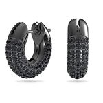 Swarovski Hoop Earrings, Pair of Pavé, Black Crystal, Ruthenium Tone Plated Hoops, from the Dextera Collection