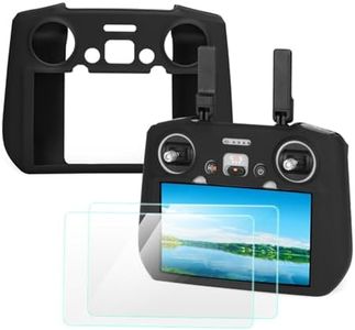 ZWLLKJGS Controller Protective Silicone Case Cover+HD Screen Protector Films For Dji Mini 4 Pro/Dji Air 3 Drone RC 2 Remote Control Accessories(Black)