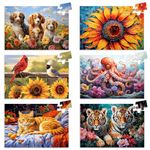 6 Packs Large Piece Puzzle for Seniors- 36 Pieces Dementia Puzzles for Elderly Adults, Alzheimer’s Puzzles Memory Cognitive Games Easy Jigsaw Puzzles for Elderly Seniors with 6 Storage Bags