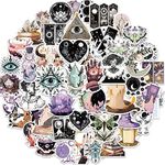 50Pcs Witch Stickers Pack, Black and White Stickers for Water Bottle Laptop Skateboard, Waterproof Vinyl Gothic Stickers Decal