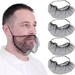 hautllaif 100 pcs Elastic Black Comfortable Protective Beard Covers 18" Disposable Nylon Breathable Beard Net for Men