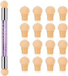 17 Pcs in 1 Set Nail Sponges for Ombre, Double-Head Ombre Brush for Gel Nails with 16 Pcs Replacement Head (Purple)