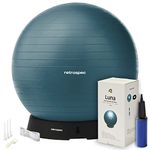 Retrospec Luna Exercise Ball, Base & Pump/Ball & Pump with Anti-Burst Material - Fitness Gym Swiss Ball - Perfect for Balance, Stability, Yoga, Pilates, Pregnancy & Birthing - 75cm - Ocean Blue