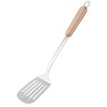 Leeonz 304 Stainless Steel Kitchen Utensil,Wok Spatula with Long Heat Resistant Wood Handle, 13.5 inches Turner Spatula
