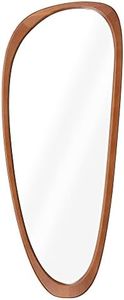 Navaris Pebble Wall Mirror - 60 x 24.5 cm - Wooden Asymmetrical Mirror - Trendy Funky Abstract Design - Aesthetic Home Decor - Beechwood Frame