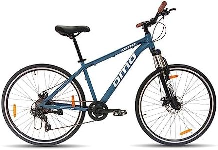 Omobikes Alloy Hybrid S7 | Alloy Frame Hybrid Cycle | 7 Speed Shimano Gears | Dual Disc Brakes | 700C 29T |15+ Years Unisex Adult (Blue 17" Frame, Zoom Lockout Suspension 80mm)