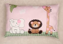 New Comers Baby Pillow with Super Soft Imported Fabric|1 Month to 5 Year Kids Pillows|Animal & Cartoon Prints|Infant Pillow for Sleep,Head Shaping,Neck Support-12 X 18 In-214 - Microfibre, Pink