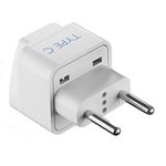 Europe Travel Adapter, Ceptics India to Russia, Europe, Turkey & More - Type C - Perfect for Laptop, Camera Charger and More - CE Certified - RoHS Compliant - White - 5 Years Warranty