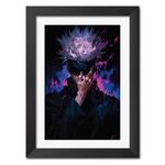 TenorArts Satoru Gojo Poster Jujutsu Kaisen Anime Laminated Posters Framed Paintings with Matt Finish Black Frames (12inches x 9inches)…