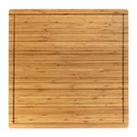 BambooMN Bamboo Burner Cover Cutting Board, 3 Ply, Large, Square - Grooved/Flat (20"x20"x0.75") - 1 Piece