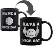 Funny Coffee Mug Gag Gifts for Guys Men Adult Humor Heat Changing Have a Nice Day Middle Finger Mug Inappropriate White Elephant Gifts