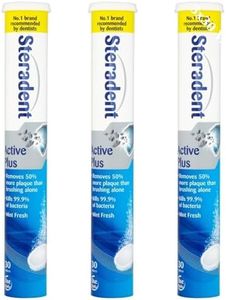 3 Pack Active Plus Denture Cleaning Tablets - 90 Tablets, False Teeth Cleaner, Retainer, Denture & Mouth Guard Sterilising Tablets, Multipack Bundle for Fresh Hygiene and Stain Removal