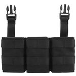 Triple 5.56mm Magazine Pouch Bag Storage Front Panel with Hook and Loop and Quick Release Buckle Clip, Mag Carrier Holder Pocket