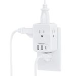 Multi Plug Outlet Extender, TESSAN Multiple Plug Extension Block with 4 AC Splitter, 2 USB A Ports and 1 USB C Port, Surge Protector Wall Outlet Expander for Home Office Dorm Room Essentials, White