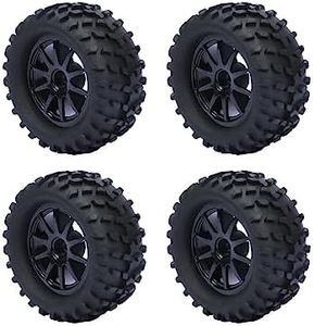 RCAWD Already Glued RC Wheel and Tires Soft Rubber fit H12 Hex Hub Stone Pattern for 1/16 1/18 Series RC Monster Truck Car