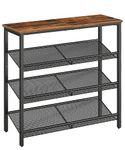 HOOBRO Shoe Rack for Entryway, 4-Tier Shoe Organizer with Adjustable Mesh Shelves, 12-15 Pairs of Shoes, Durable Spacious Freestanding, Metal, Industrial, Shoe Shelf for Closet, Rustic Brown BF42XJ01