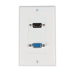 TNP HDMI + VGA Wall Plate Port Jack 4k UHD ARC/eARC Ethernet Pass-Thru Full HDCompatible & VGA Composite Audio Video Wall Face Plate Panel Outlet Cover