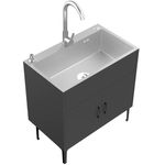 Laundry Sink with Cabinet,Stainless Steel Freestanding Kitchen Sink,Commercial Sink,Single Bowl,Laundry Tub Laundry Cabinet with Sink for Laundry Utility Room Home Basement