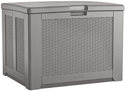 Rubbermaid Outdoor Easy Install Deck Box, Medium, Weather Resistant, Gray for Lawn, Garden, Pool, Tool Storage, Home Organization